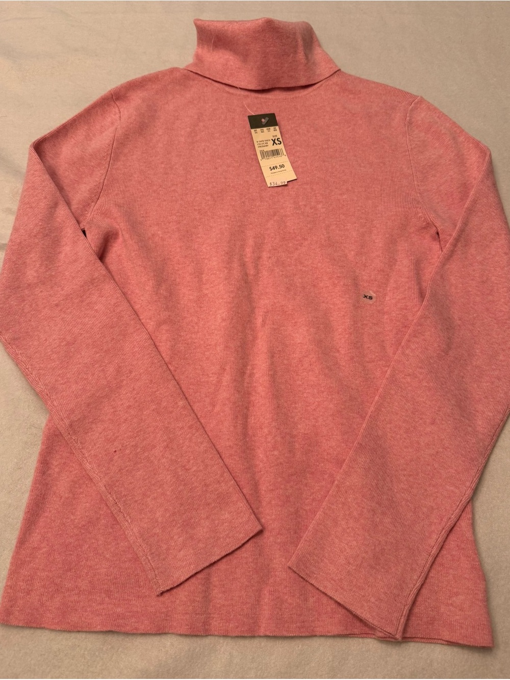 Eddie Bauer Stretch Pink Ribbed Turtleneck Sweater Women XS NWT Cotton Lycra